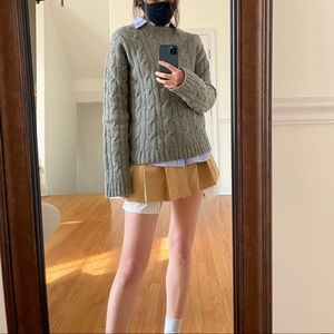 Miu miu style oversized round crew neck chunky gray cable knit sweater